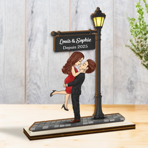 Plaque En Bois À Deux Couches Personnalisée – Cadeaux D’Anniversaire De Mariage Pour Mari Et Femme, Lui Et Elle – Un Baiser Qui A Écrit Notre Pour Toujours