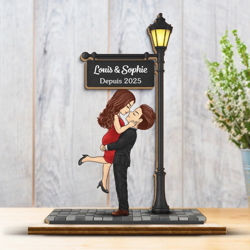 Plaque En Bois À Deux Couches Personnalisée – Cadeaux D’Anniversaire De Mariage Pour Mari Et Femme, Lui Et Elle – Un Baiser Qui A Écrit Notre Pour Toujours