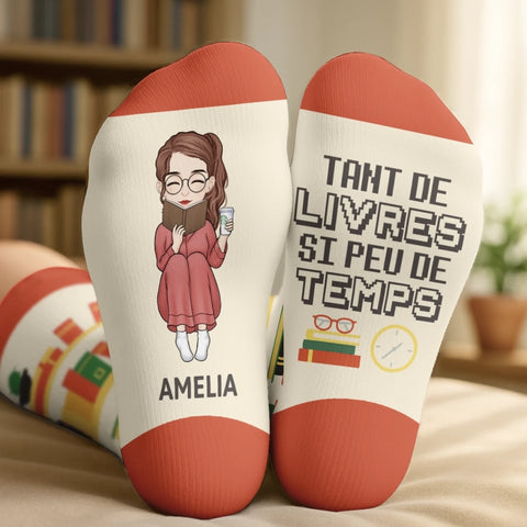 Chaussettes Personnalisées – Cadeaux Pour Amoureux Des Livres, Rats De Bibliothèque, Lecteurs – Des Aventures Entre Ces Pages