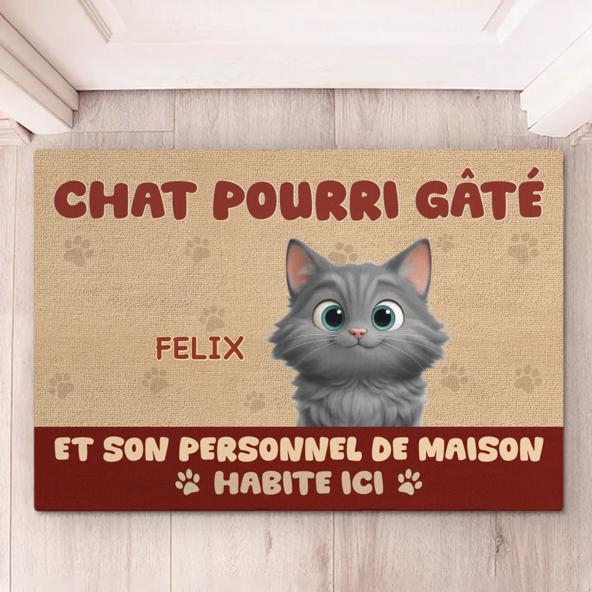 Tapis Décoratif Personnalisé Pour La Maison – Cadeaux D'Anniversaire Personnalisés Pour Les Amoureux Des Chats, Mamans Et Papas De Chats – Chats Pourris Gâtés Et Leur Personnel De Maison Habitent Ici
