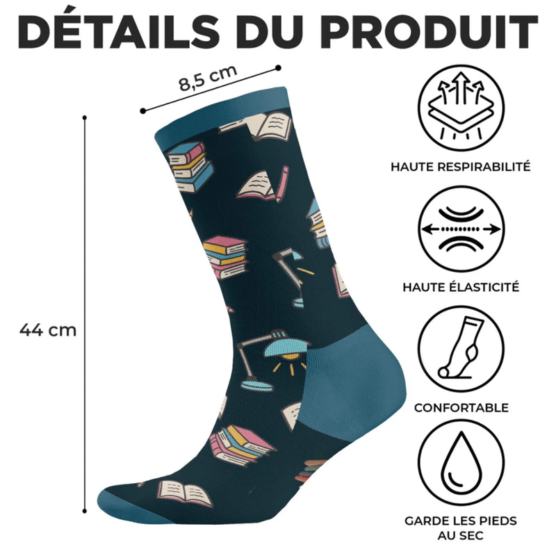 Chaussettes Personnalisées – Cadeaux Personnalisés pour Amoureux des Livres, Rats de Bibliothèque et Lecteurs Passionnés – Juste Une Fille Perdue Dans Ses Livres