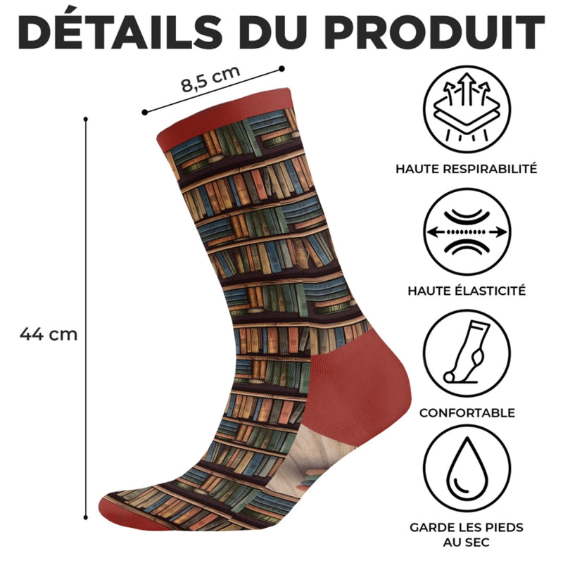 Chaussettes Personnalisées – Cadeaux Personnalisés pour Amoureux des Livres, Rats de Bibliothèque et Lecteurs Passionnés – Juste Une Fille Perdue Entre Les Lignes