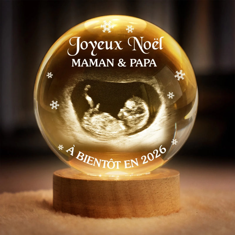 Lampe Globe En Cristal Personnalisée Avec Photo – Cadeaux Personnalisés De Noël Et De Baby Shower Pour Nouvelles Mamans, Nouveaux Papas, Nouveaux Parents – Tu Es Notre Lumière