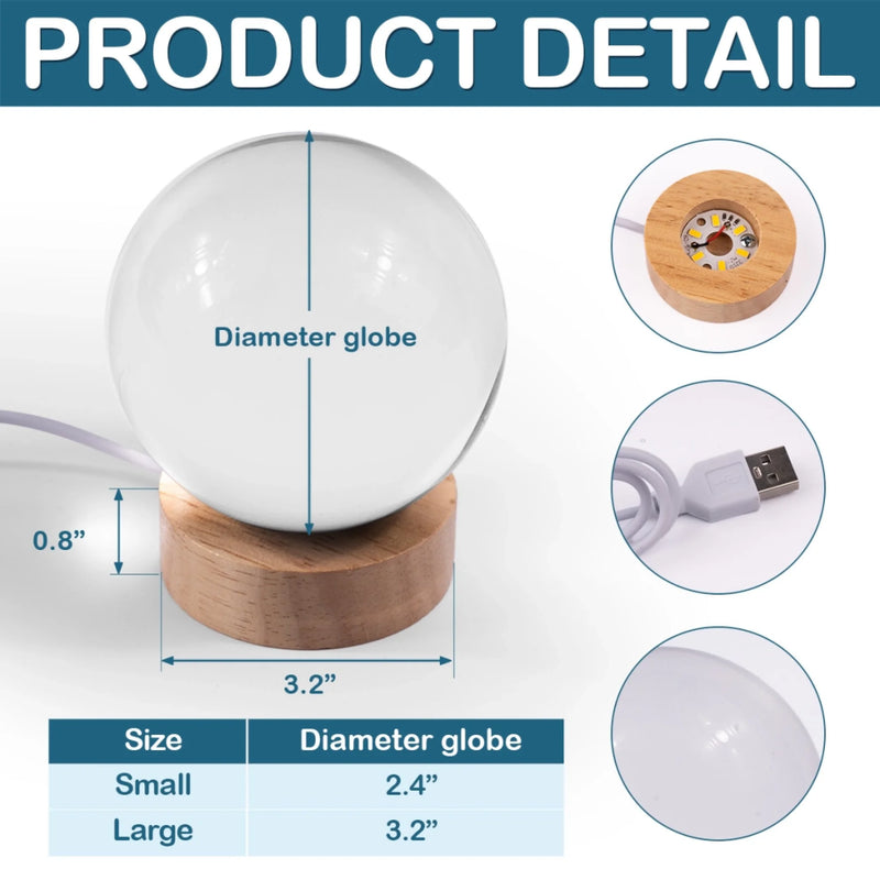 Lampe Globe En Cristal Personnalisée Avec Photo – Cadeaux Personnalisés De Noël Et De Baby Shower Pour Nouvelles Mamans, Nouveaux Papas, Nouveaux Parents – Tu Es Notre Lumière