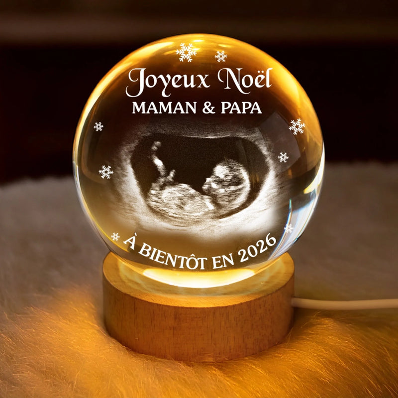 Lampe Globe En Cristal Personnalisée Avec Photo – Cadeaux Personnalisés De Noël Et De Baby Shower Pour Nouvelles Mamans, Nouveaux Papas, Nouveaux Parents – Tu Es Notre Lumière
