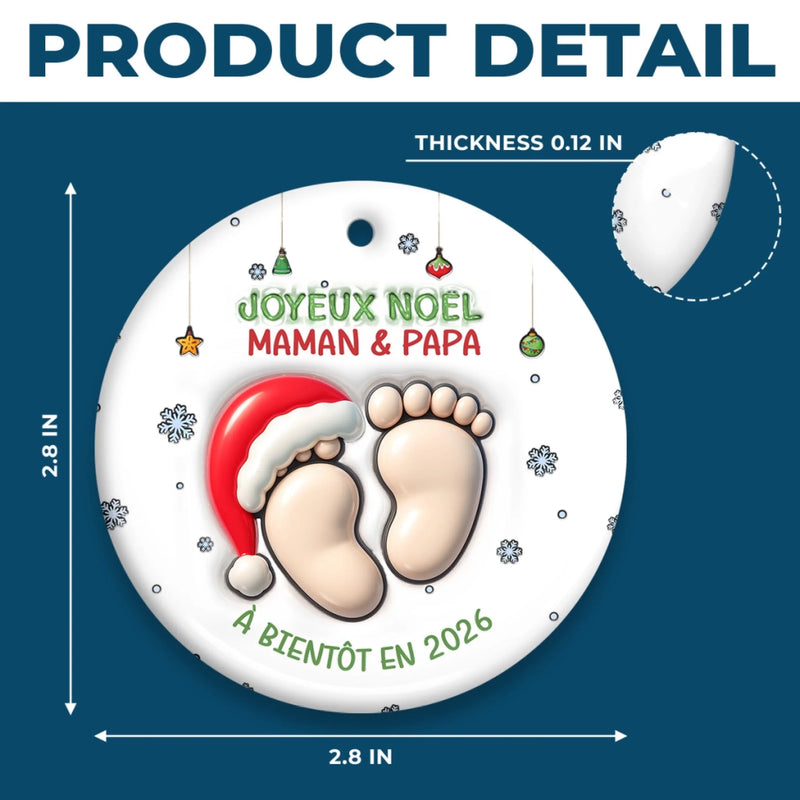 Ornement En Céramique Personnalisé – Cadeaux De Noël, De Baby Shower Et De Révélation De Genre Pour Nouvelles Mamans, Nouveaux Papas, Nouveaux Parents – Bienvenue Dans Ton Petit Monde