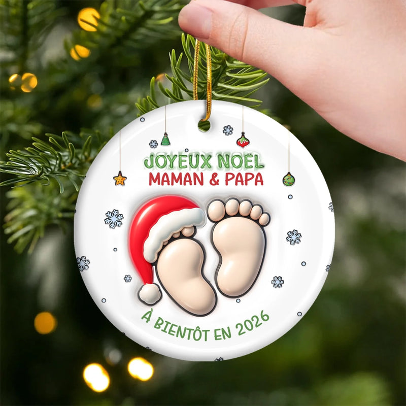 Ornement En Céramique Personnalisé – Cadeaux De Noël, De Baby Shower Et De Révélation De Genre Pour Nouvelles Mamans, Nouveaux Papas, Nouveaux Parents – Bienvenue Dans Ton Petit Monde