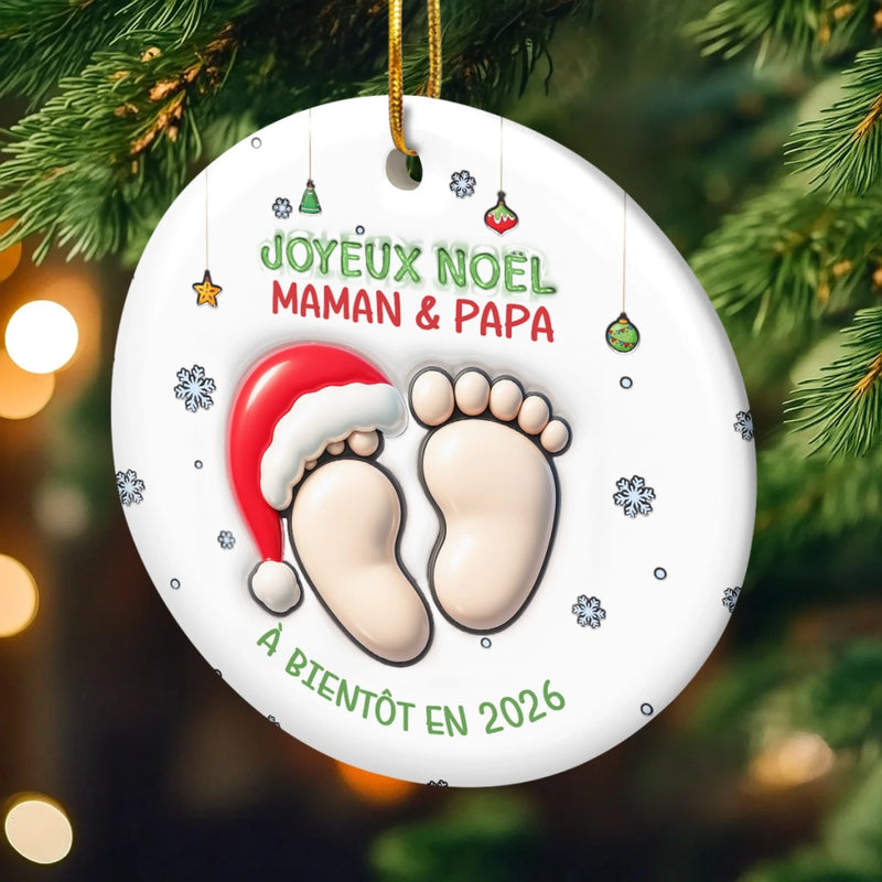 Ornement En Céramique Personnalisé – Cadeaux De Noël, De Baby Shower Et De Révélation De Genre Pour Nouvelles Mamans, Nouveaux Papas, Nouveaux Parents – Bienvenue Dans Ton Petit Monde