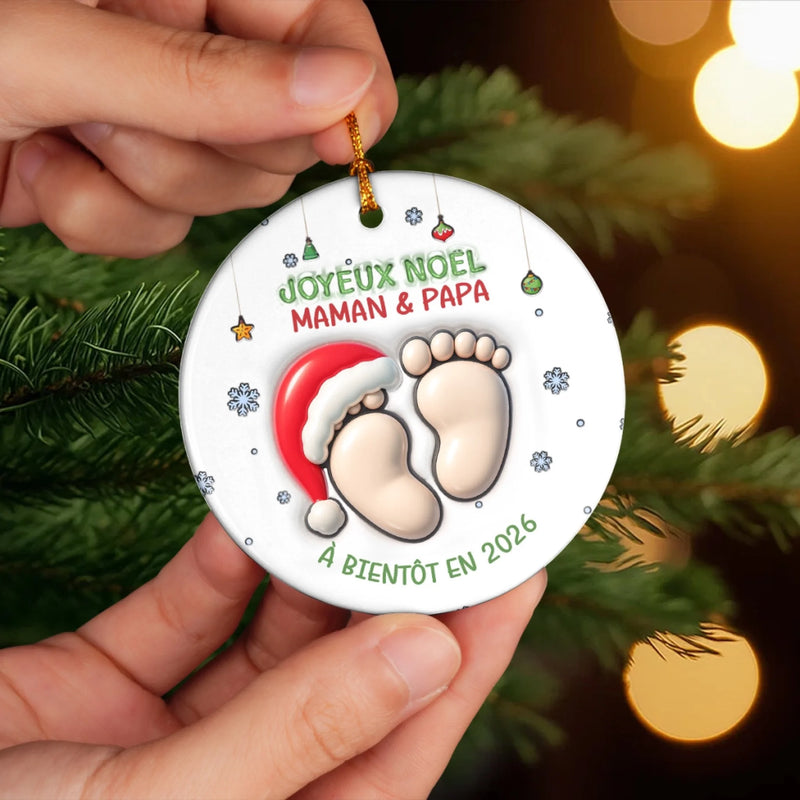 Ornement En Céramique Personnalisé – Cadeaux De Noël, De Baby Shower Et De Révélation De Genre Pour Nouvelles Mamans, Nouveaux Papas, Nouveaux Parents – Bienvenue Dans Ton Petit Monde