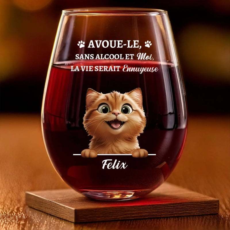 Verre À Vin Personnalisé – Cadeaux De Noël Et D’Anniversaire Personnalisés Pour Les Amoureux Des Chats, Les Mamans Et Papas De Chats – S’il N’y A Pas De Vin Et De Chat, La Vie Serait Vraiment Ennuyeuse