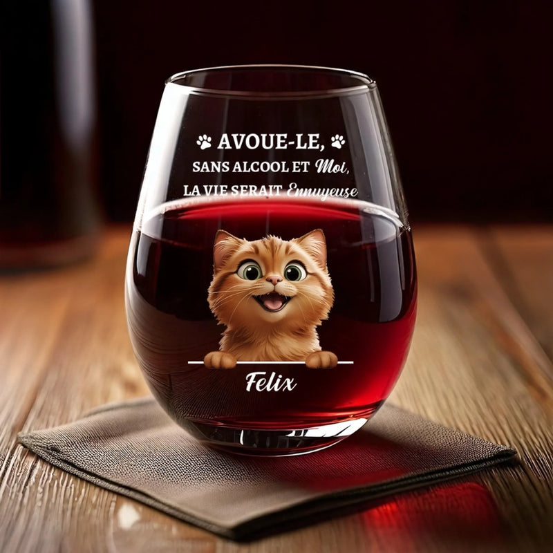Verre À Vin Personnalisé – Cadeaux De Noël Et D’Anniversaire Personnalisés Pour Les Amoureux Des Chats, Les Mamans Et Papas De Chats – S’il N’y A Pas De Vin Et De Chat, La Vie Serait Vraiment Ennuyeuse