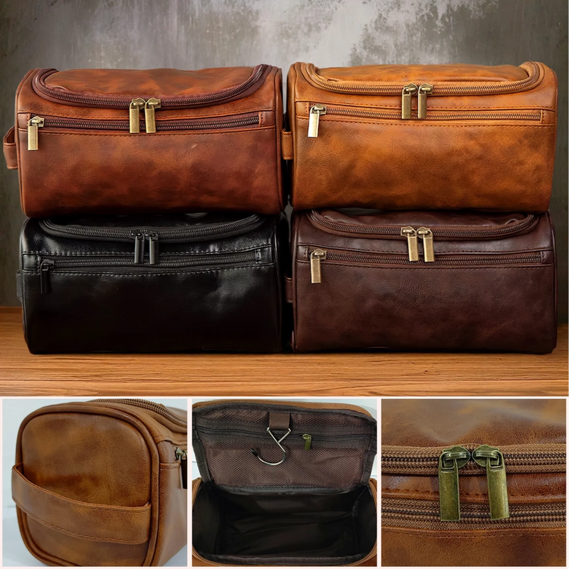 Trousse De Toilette En Cuir Gravée Personnalisée – Cadeaux D’Anniversaire Personnalisés Pour Papa, Frère, Grand-Père, Mari – Pour L’Homme Toujours En Mouvement