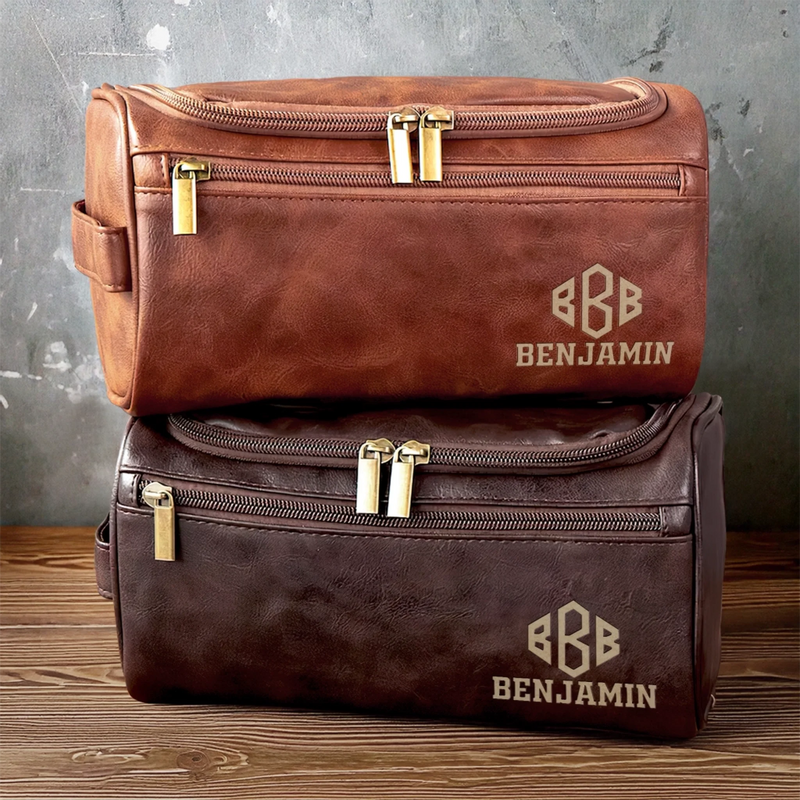 Trousse De Toilette En Cuir Gravée Personnalisée – Cadeaux D’Anniversaire Personnalisés Pour Papa, Frère, Grand-Père, Mari - Le Voyage Te Définit