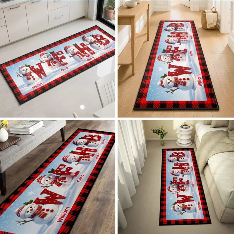 Tapis De Course Bonhomme De Neige Personnalisé – Cadeaux De Noël Et D’Anniversaire Personnalisés Pour Maman, Papa, Frère, Sœur, Enfants – Le Bonheur Commence À La Maison
