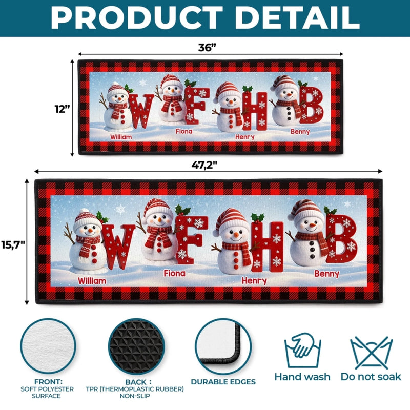 Tapis De Course Bonhomme De Neige Personnalisé – Cadeaux De Noël Et D’Anniversaire Personnalisés Pour Maman, Papa, Frère, Sœur, Enfants – Le Bonheur Commence À La Maison
