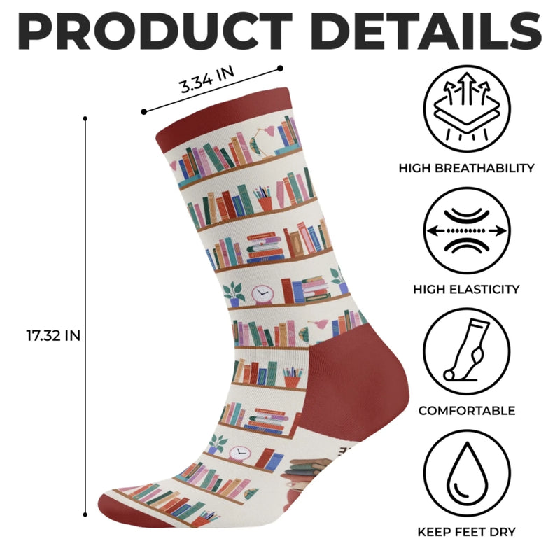 Chaussettes Personnalisées – Cadeaux Pour Amoureux Des Livres, Rats De Bibliothèque, Lecteurs – Marquage De Mes Histoires Précieuses