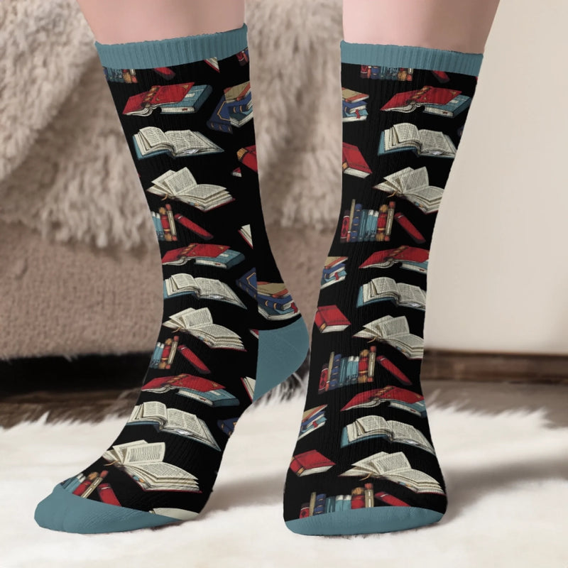 Chaussettes Personnalisées – Cadeaux Pour Amoureux Des Livres, Rats De Bibliothèque, Lecteurs – L’Amour Se Lit Entre Les Lignes