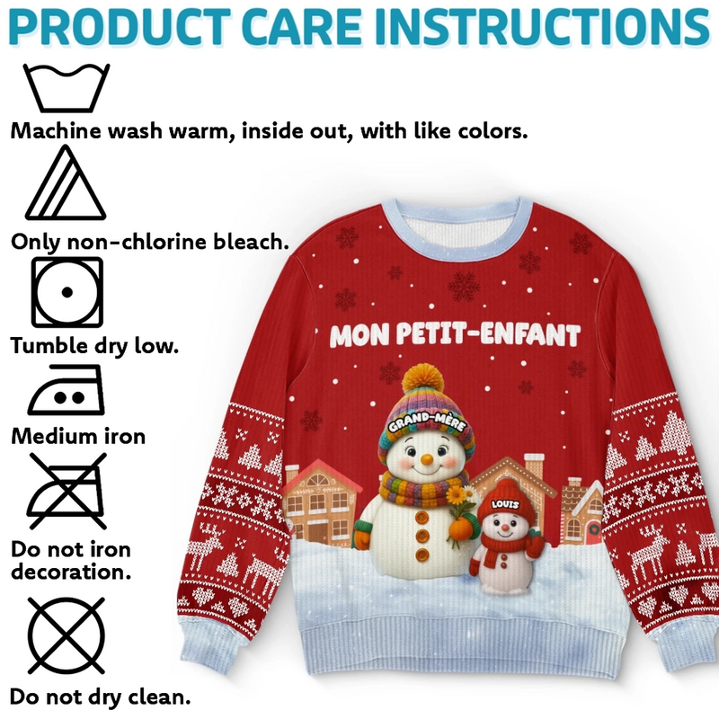 Sweat Unisexe De Noël Personnalisé Avec Bonhomme De Neige – Cadeaux De Noël Et D’Anniversaire Pour Maman, Grand-Mère - La Chaleur Du Cœur Fait Fondre La Neige