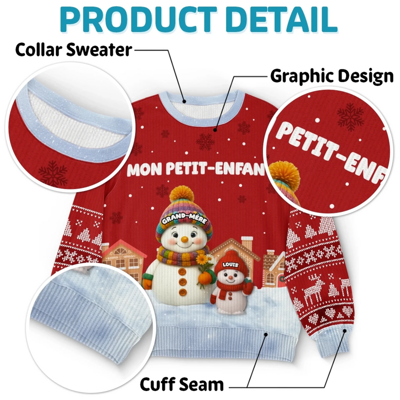 Sweat Unisexe De Noël Personnalisé Avec Bonhomme De Neige – Cadeaux De Noël Et D’Anniversaire Pour Maman, Grand-Mère - La Chaleur Du Cœur Fait Fondre La Neige