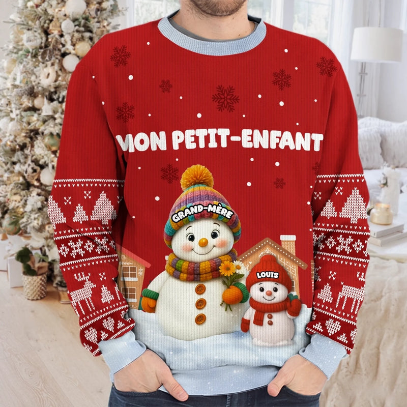 Sweat Unisexe De Noël Personnalisé Avec Bonhomme De Neige – Cadeaux De Noël Et D’Anniversaire Pour Maman, Grand-Mère - La Chaleur Du Cœur Fait Fondre La Neige