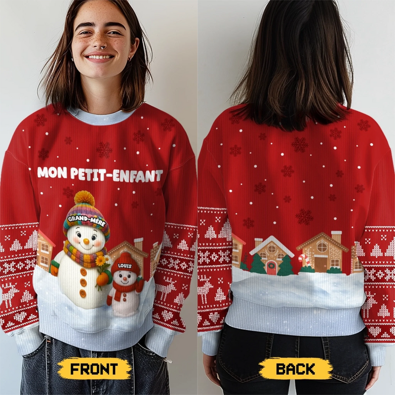 Sweat Unisexe De Noël Personnalisé Avec Bonhomme De Neige – Cadeaux De Noël Et D’Anniversaire Pour Maman, Grand-Mère - La Chaleur Du Cœur Fait Fondre La Neige
