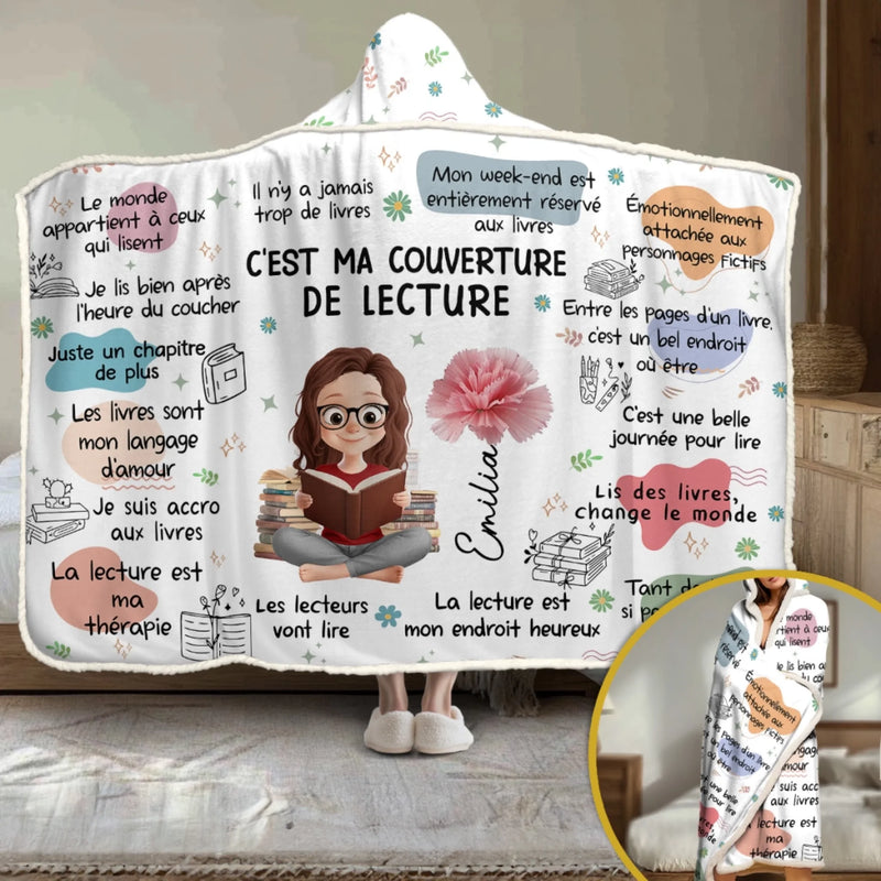 Couverture À Message Positif Ou Couverture À Capuche Personnalisée – Cadeaux De Noël Personnalisés Pour Amoureux Des Livres, Rats De Bibliothèque, Lecteurs – Accro Aux Livres Et Fière De L’Être