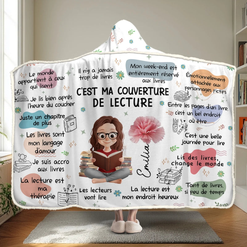 Couverture À Message Positif Ou Couverture À Capuche Personnalisée – Cadeaux De Noël Personnalisés Pour Amoureux Des Livres, Rats De Bibliothèque, Lecteurs – Accro Aux Livres Et Fière De L’Être