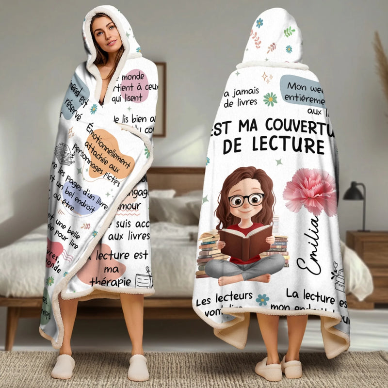 Couverture À Message Positif Ou Couverture À Capuche Personnalisée – Cadeaux De Noël Personnalisés Pour Amoureux Des Livres, Rats De Bibliothèque, Lecteurs – Accro Aux Livres Et Fière De L’Être