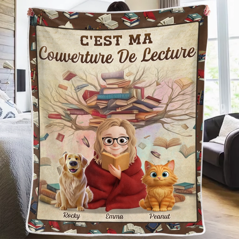 Couverture Personnalisée - Cadeaux De Noël Pour Amoureux Des Livres, Rats De Bibliothèque, Papa Et Maman Chiens, Propriétaires De Chats - Ma Petite Bulle De Lecture Et De Calme