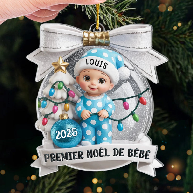 Ornement De Noël En Acrylique Personnalisé Pour Premier Noël – Cadeaux De Noël, Baby Shower Et Révélation De Genre Pour Nouvelles Mamans, Nouveaux Papas, Nouveaux Parents – Joie Enveloppée D’Amour