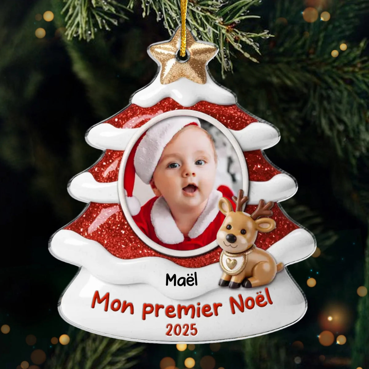 Ornement De Noël En Acrylique Personnalisé Avec Photo – Cadeaux De Noël, Baby Shower Et Révélation De Genre Pour Nouvelles Mamans, Nouveaux Papas, Nouveaux Parents – Reconnaissants Pour Ce Miracle