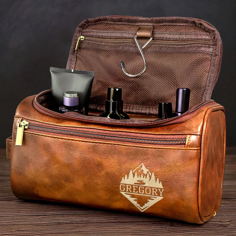 Trousse De Toilette En Cuir Gravée Personnalisée – Cadeaux De Noël Et D’Anniversaire Pour Les Campeurs – Conçue Pour Durer À Chaque Voyage
