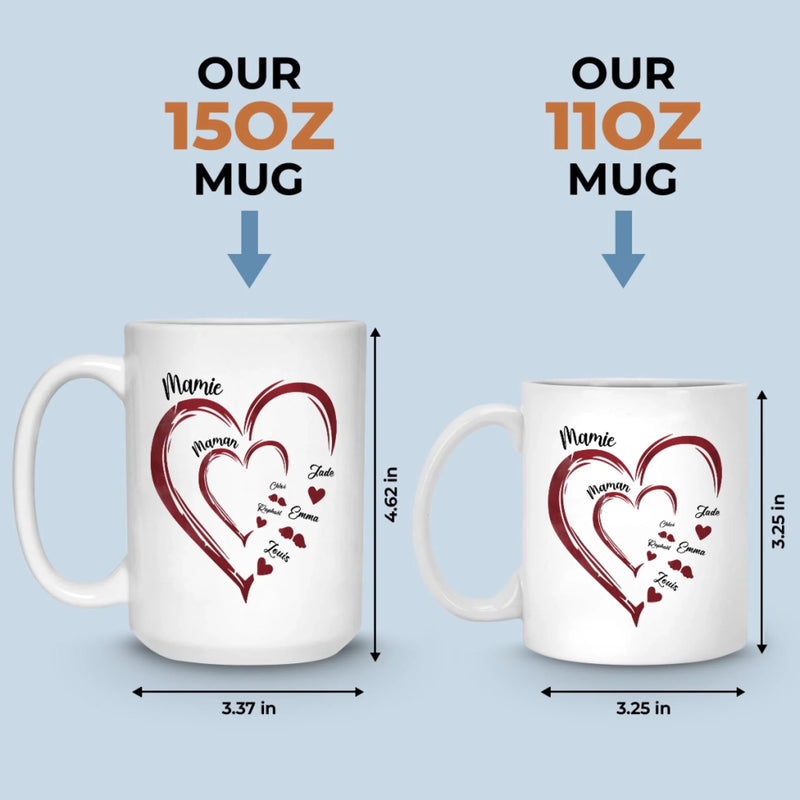 Mug Personnalisé - Cadeau Pour Mamie Et Maman - Réunis Par L’Amour, Reliés Pour Toujours