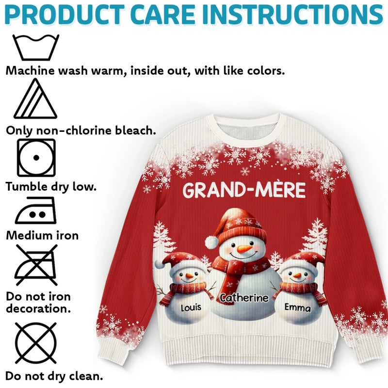 Sweat Unisexe De Noël Personnalisé Avec Bonhomme De Neige – Cadeaux De Noël Et D’Anniversaire Pour Maman, Grand-Mère - Sous La Neige, Les Cœurs Se Réchauffent