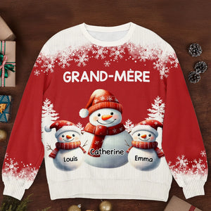 Sweat Unisexe De Noël Personnalisé Avec Bonhomme De Neige – Cadeaux De Noël Et D'Anniversaire Pour Maman, Grand-Mère - Sous La Neige, Les Cœurs Se Réchauffent