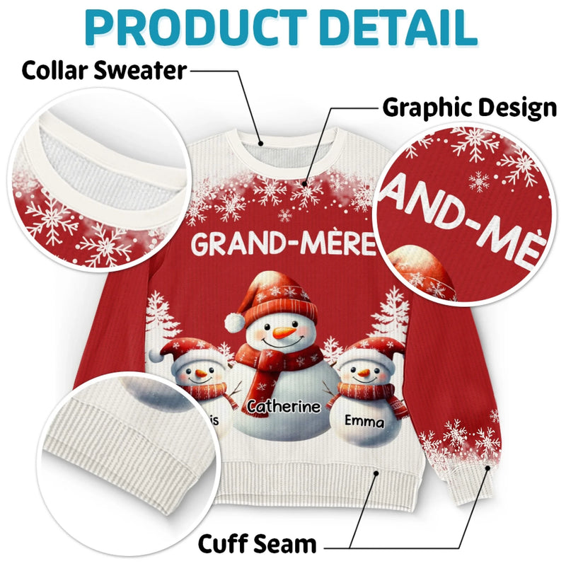 Sweat Unisexe De Noël Personnalisé Avec Bonhomme De Neige – Cadeaux De Noël Et D’Anniversaire Pour Maman, Grand-Mère - Sous La Neige, Les Cœurs Se Réchauffent