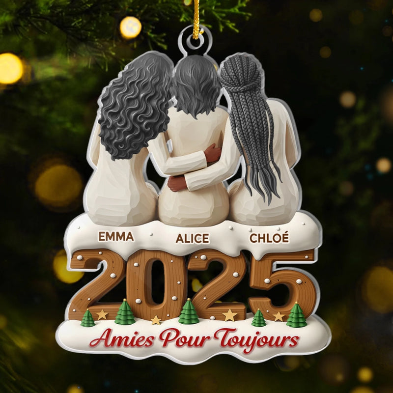 Ornement En Acrylique Personnalisé – Cadeaux De Noël Et D’Anniversaire Pour Meilleures Amies, Femmes, Sœurs, BFF – Loin Par Les Kilomètres, Proches Par Le Cœur