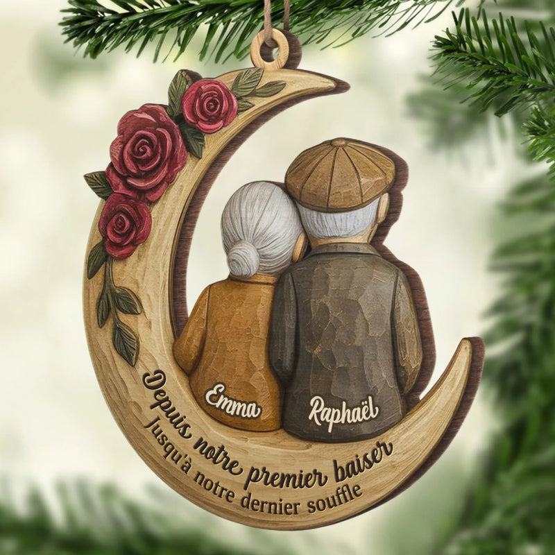 Ornement En Bois Personnalisé - Cadeaux D’Anniversaire, De Noël Et De Mariage Pour Mari Et Femme, Lui Et Elle - Depuis Notre Premier Baiser, Toujours Toi