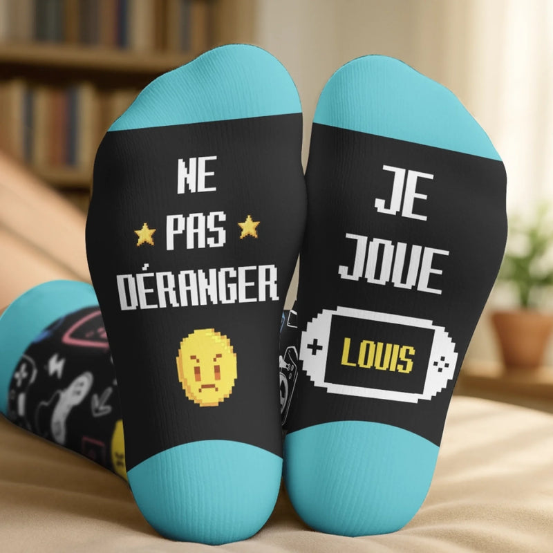 Chaussettes Gamer Personnalisées – Cadeaux D’Anniversaire Personnalisés Pour Gamers, Amoureux Du Jeu Vidéo, Fans De Gaming Et La Famille - Merci De Ne Pas Déranger