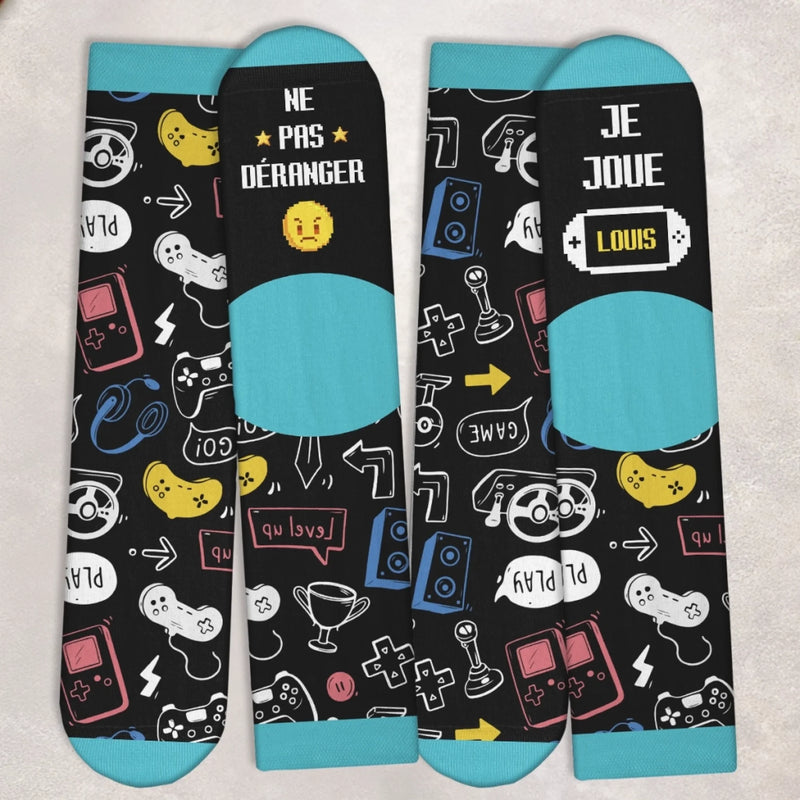 Chaussettes Gamer Personnalisées – Cadeaux D’Anniversaire Personnalisés Pour Gamers, Amoureux Du Jeu Vidéo, Fans De Gaming Et La Famille - Merci De Ne Pas Déranger