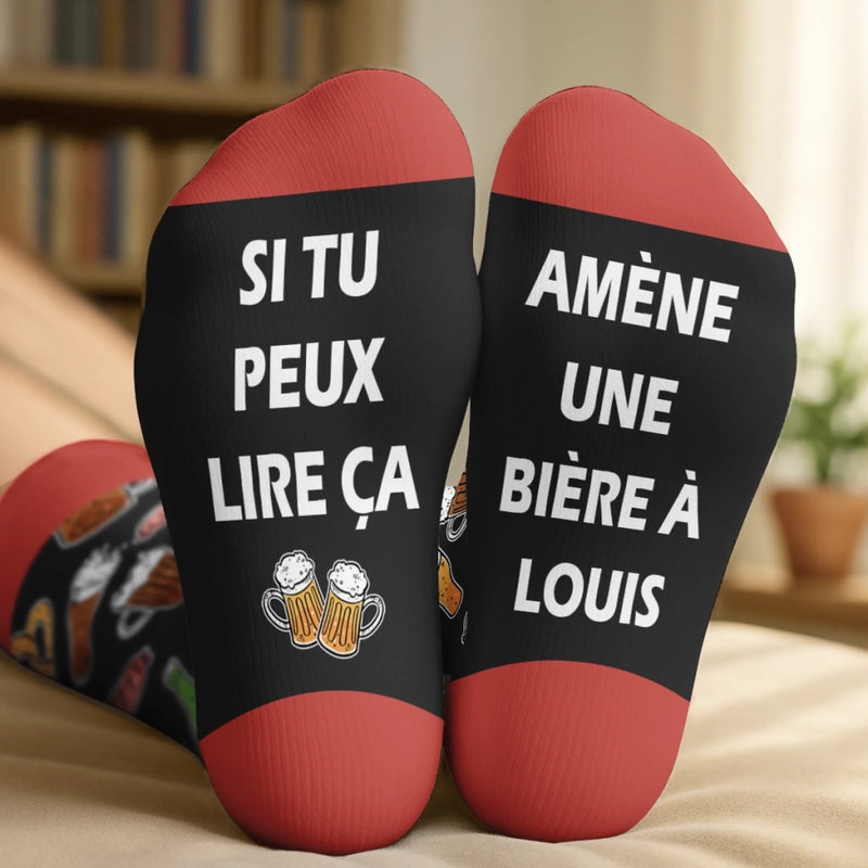 Chaussettes Personnalisées – Cadeaux De Noël Et D’Anniversaire Pour Meilleures Amies, Sœurs, La Famille Et Vous-Même – Si Tu Peux Lire Ceci, Apporte-Moi Une Bière