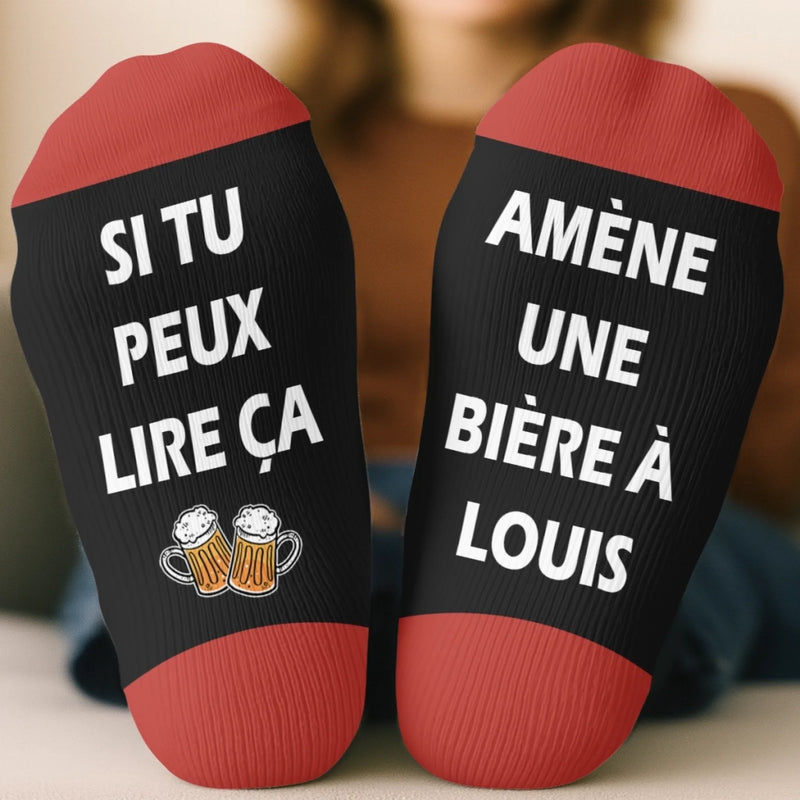 Chaussettes Personnalisées – Cadeaux De Noël Et D’Anniversaire Pour Meilleures Amies, Sœurs, La Famille Et Vous-Même – Si Tu Peux Lire Ceci, Apporte-Moi Une Bière