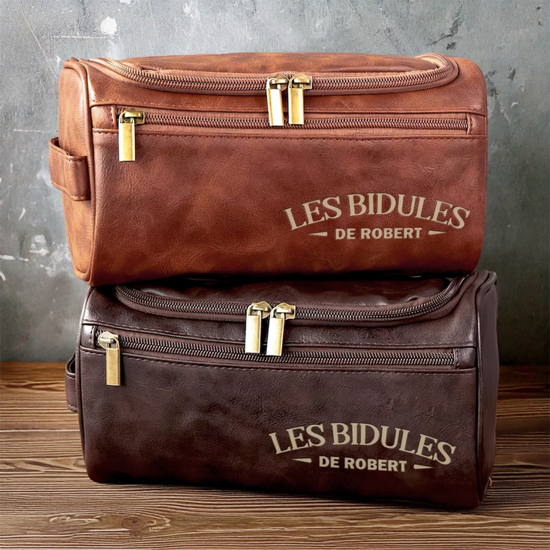 Trousse De Toilette En Cuir Gravée Personnalisée – Cadeaux De Noël Et D’Anniversaire Pour Papa, Frère, Fils, Mari, Témoin, Meilleurs Amis – Le Kit Ultime Pour Homme