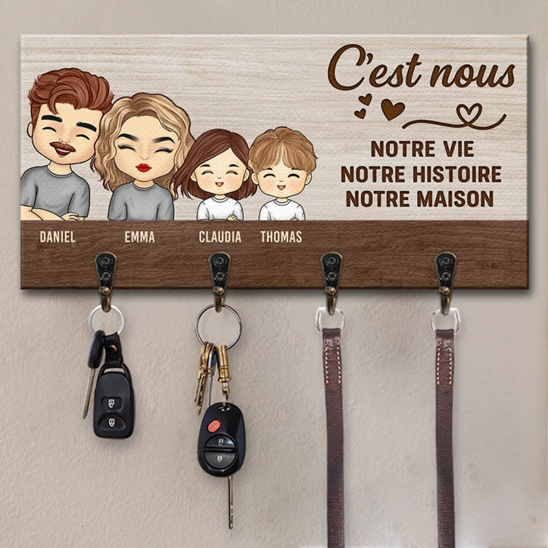 Porte-Clés Mural Personnalisé – Cadeaux D’Anniversaire Pour Maman, Papa, Enfants – Là Où Nos Cœurs Se Retrouvent