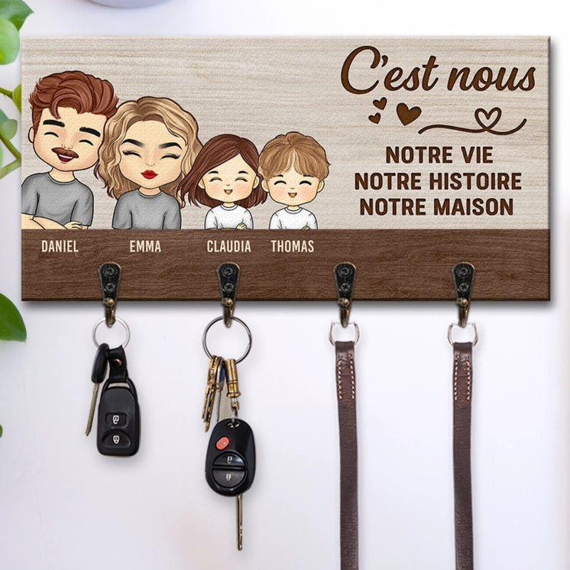 Porte-Clés Mural Personnalisé – Cadeaux D’Anniversaire Pour Maman, Papa, Enfants – Là Où Nos Cœurs Se Retrouvent