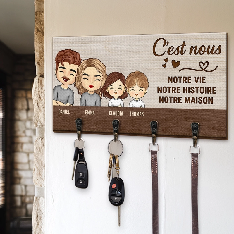 Porte-Clés Mural Personnalisé – Cadeaux D’Anniversaire Pour Maman, Papa, Enfants – Là Où Nos Cœurs Se Retrouvent
