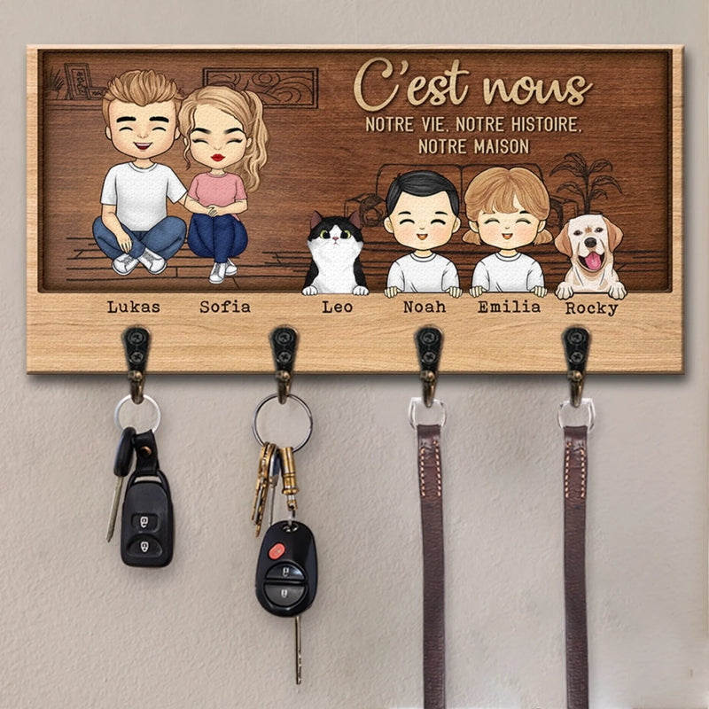 Porte-Clés Mural Personnalisé – Cadeaux D’Anniversaire Pour Maman, Papa, Enfants – Un Foyer Tissé D’Amour