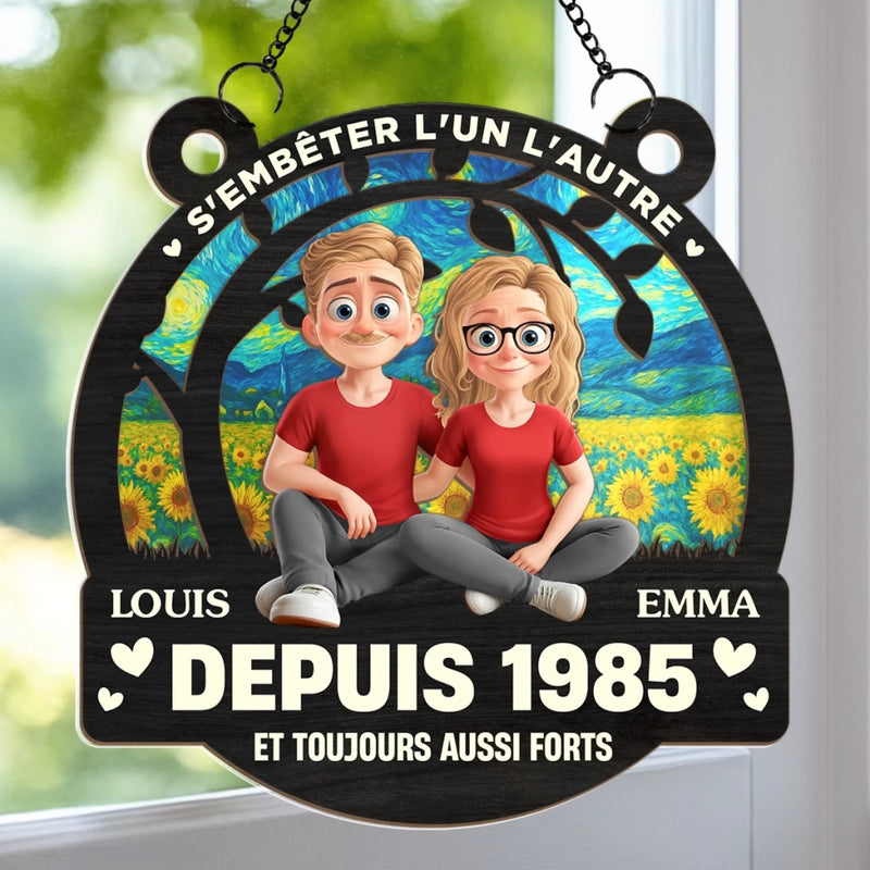 Ornement Attrape-Lumière De Fenêtre Personnalisé – Cadeaux D’Anniversaire De Mariage Pour Mari Et Femme, Lui Et Elle – L’Amour Sous Un Ciel Étoilé