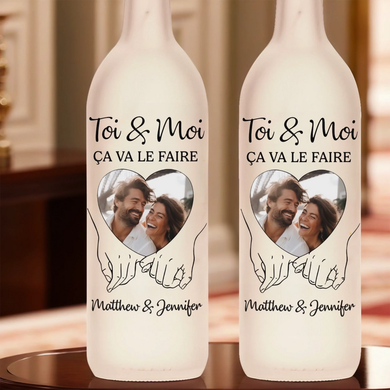 Lampe-Bouteille Personnalisée Avec Photo – Cadeaux D’Anniversaire De Mariage Pour Mari Et Femme, Lui Et Elle – Là Où Tu Es, Est Ma Place