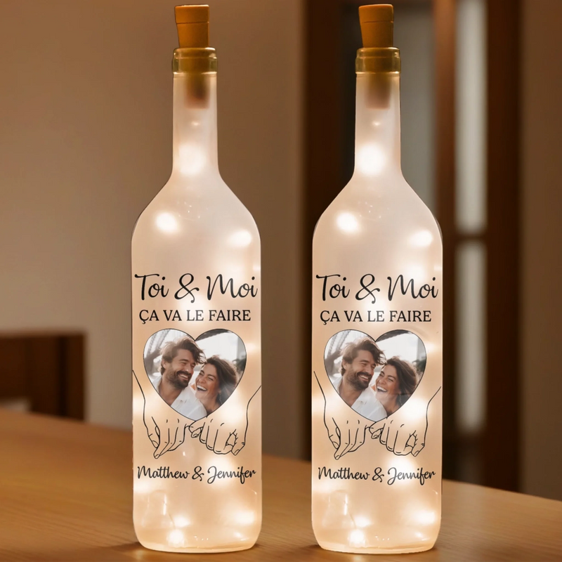 Lampe-Bouteille Personnalisée Avec Photo – Cadeaux D’Anniversaire De Mariage Pour Mari Et Femme, Lui Et Elle – Là Où Tu Es, Est Ma Place